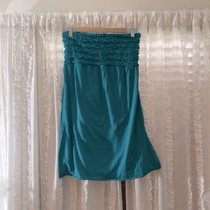 Teal strapless swim cover up